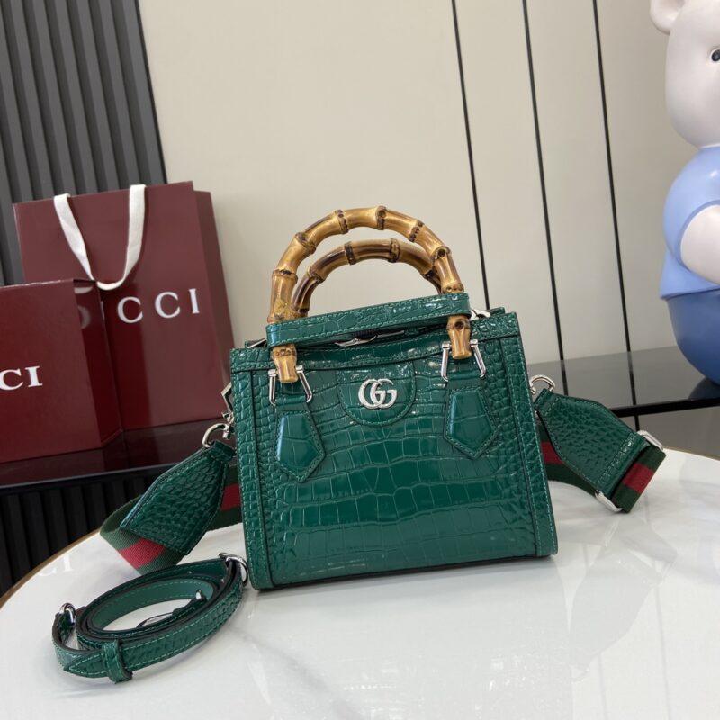 Gucci Diana Small Tote Bag Crocodile Embossed Leather