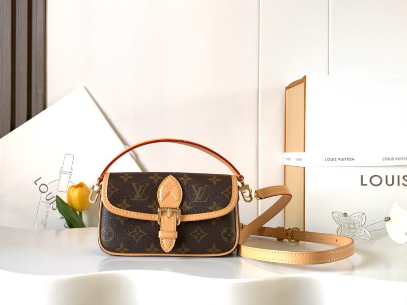 LV Nano Diane Shoulder Bag Monogram Leather