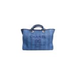 CHANEL Woven Straw Raffia Striped Medium Deauville Tote