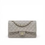 Chanel Grey Lambskin Medium Classic Flap
