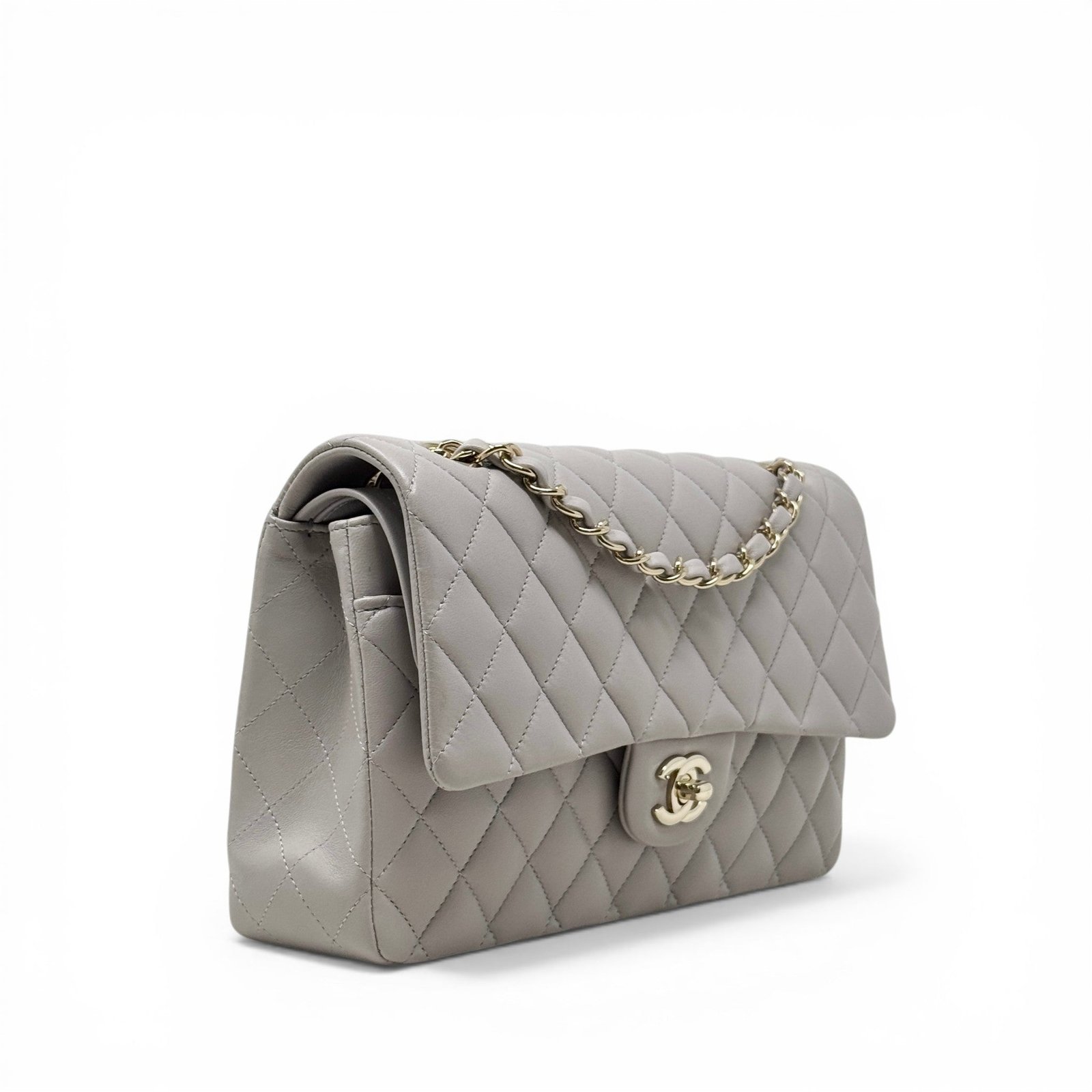 Chanel Grey Lambskin Medium Classic Flap - Image 4