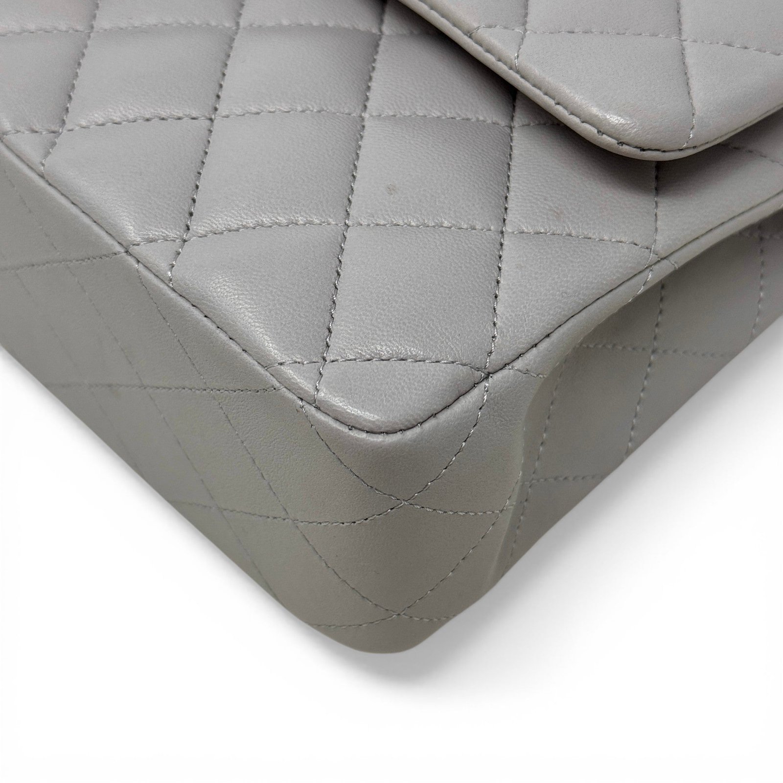 Chanel Grey Lambskin Medium Classic Flap - Image 6