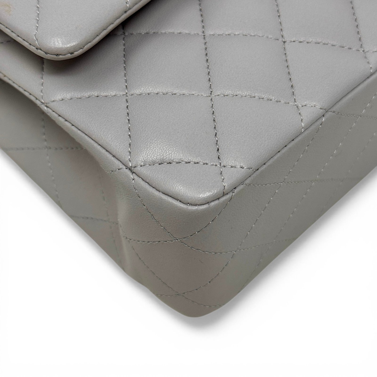 Chanel Grey Lambskin Medium Classic Flap - Image 7