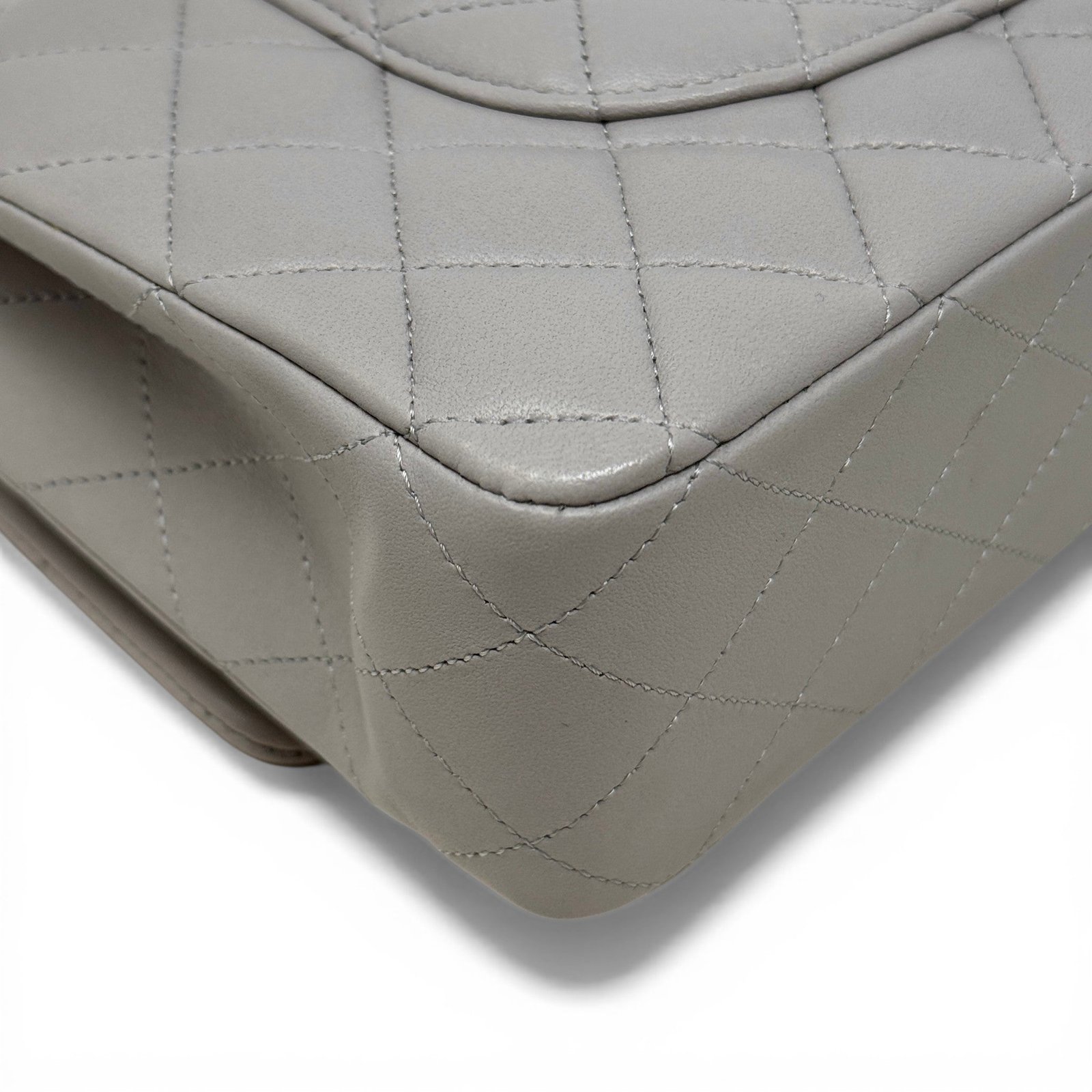 Chanel Grey Lambskin Medium Classic Flap - Image 9