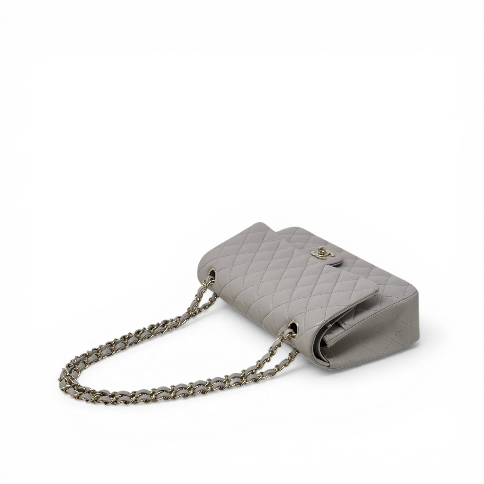 Chanel Grey Lambskin Medium Classic Flap - Image 16