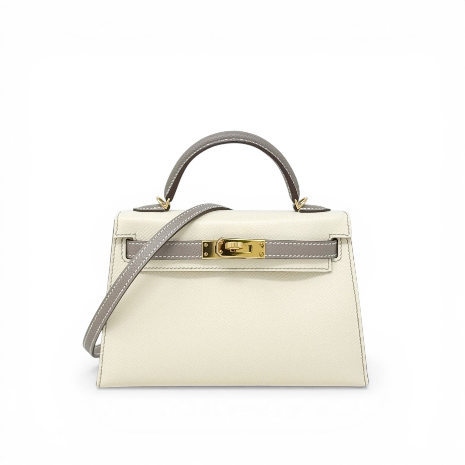 Hermes Nata/Gris Ashphlat Epsom Mini Kelly