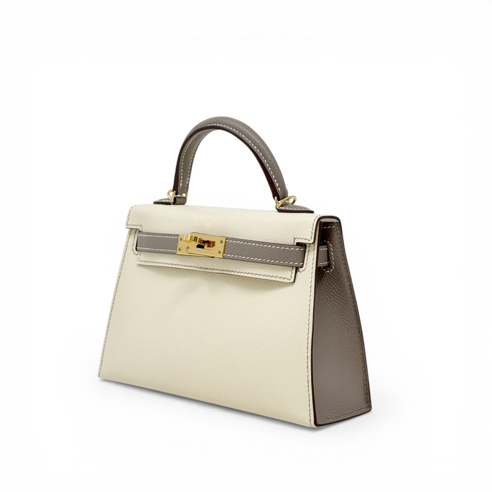 Hermes Nata/Gris Ashphlat Epsom Mini Kelly - Image 2