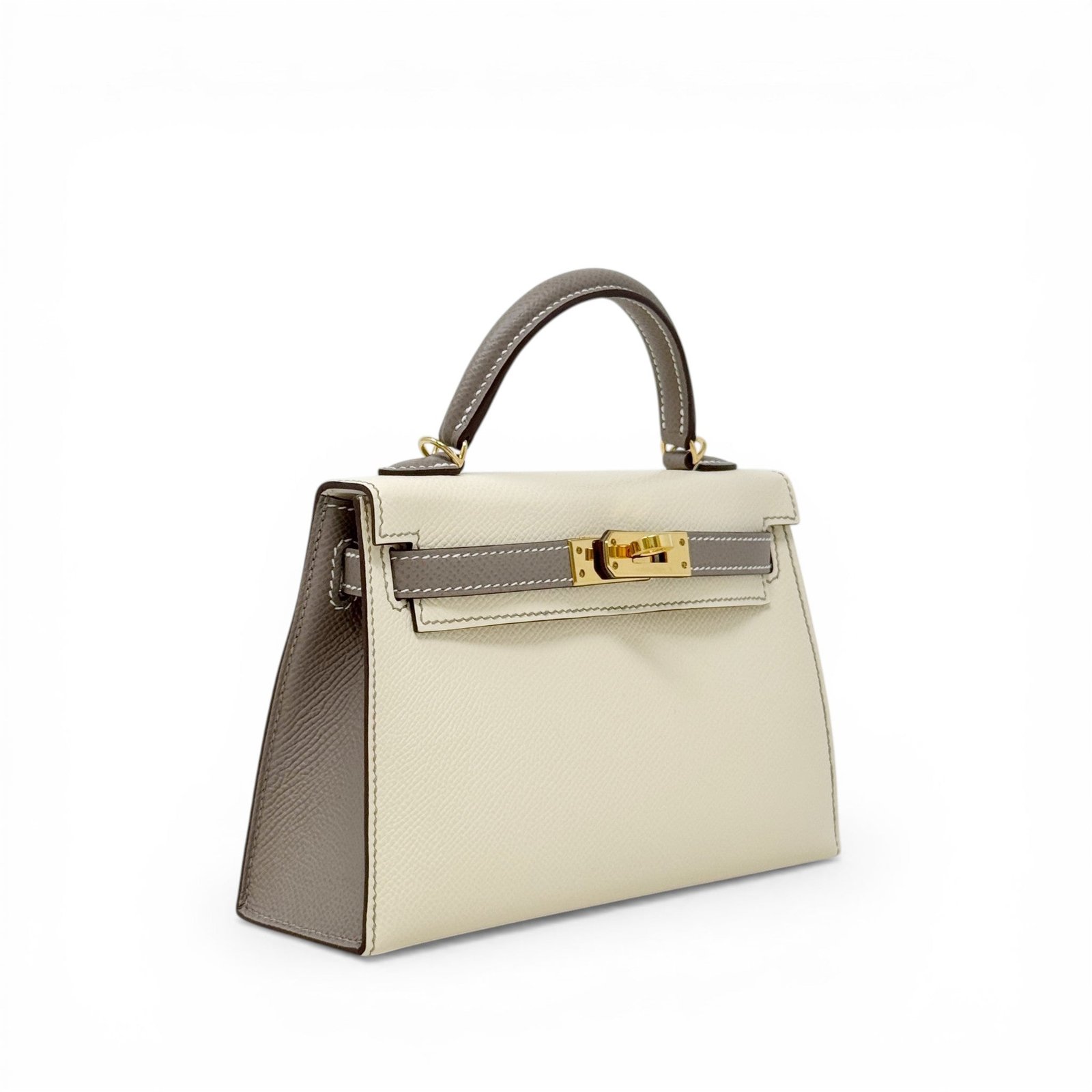 Hermes Nata/Gris Ashphlat Epsom Mini Kelly - Image 4