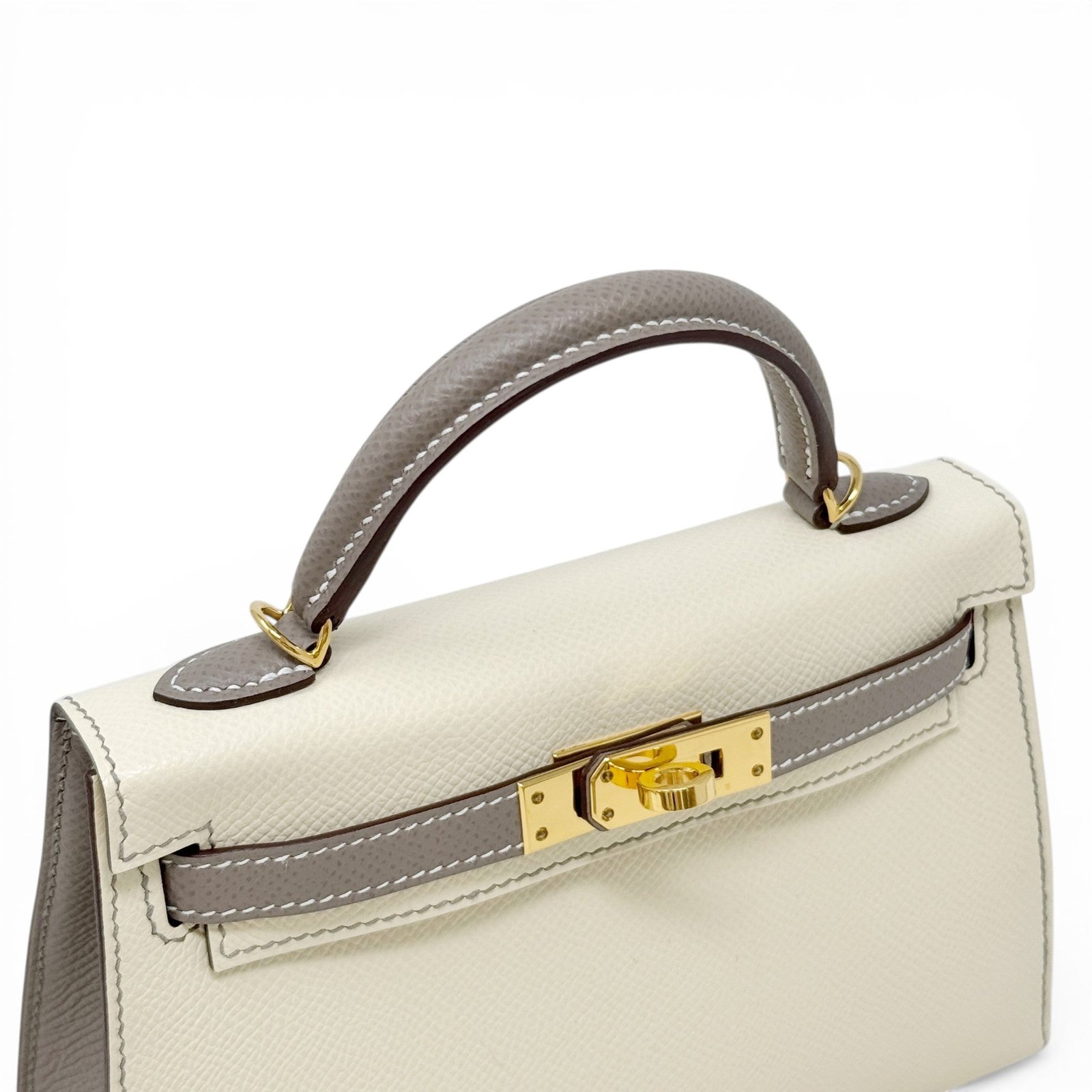 Hermes Nata/Gris Ashphlat Epsom Mini Kelly - Image 10
