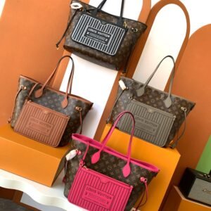 LV Neverfull Inside Out MM Monogram and Cowhide