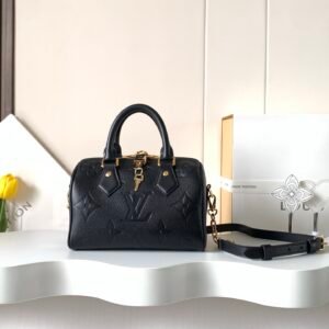 LV Speedy Bandouliere 20 Black Monogram Empreinte