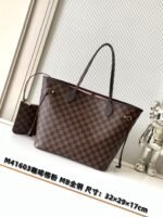 LV Neverfull Tote MM Damier Ebene color with Pink Interior