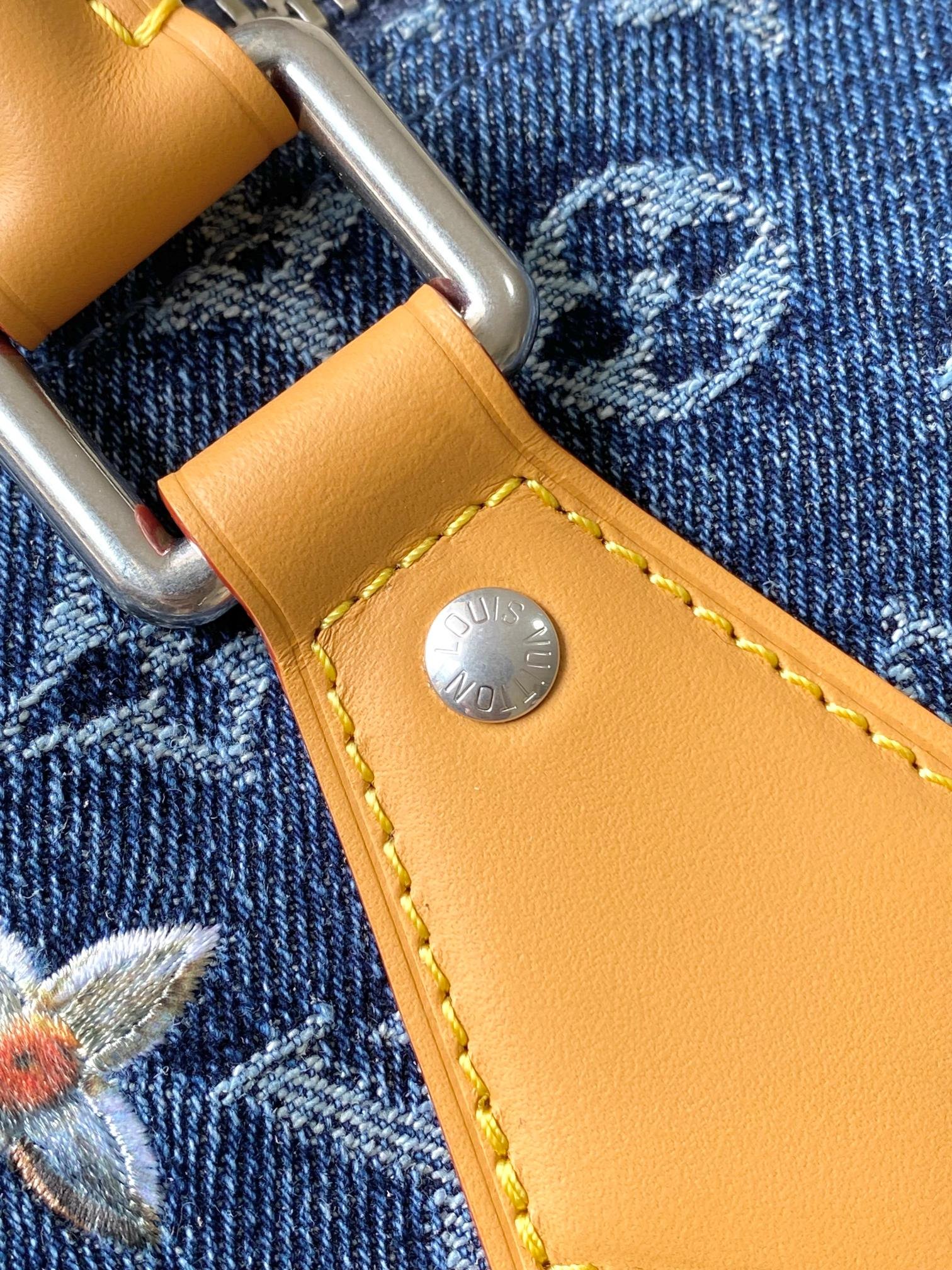 LV SPEEDY 30 BANDOULIÈRE Monogram Denim with flowers - Image 6