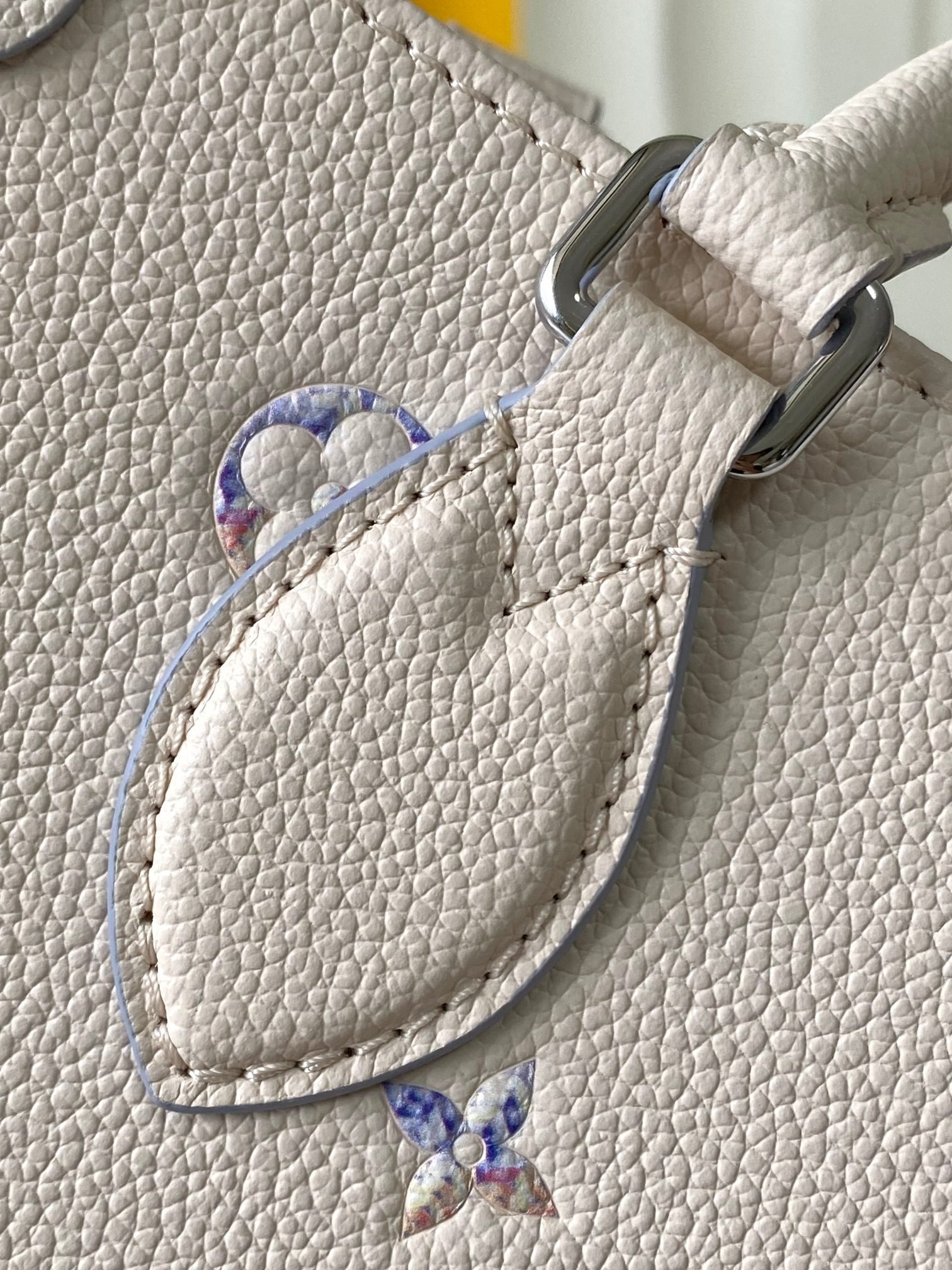LV Onthego PM Monogram Empreinte White with Purple Flowers - Image 6
