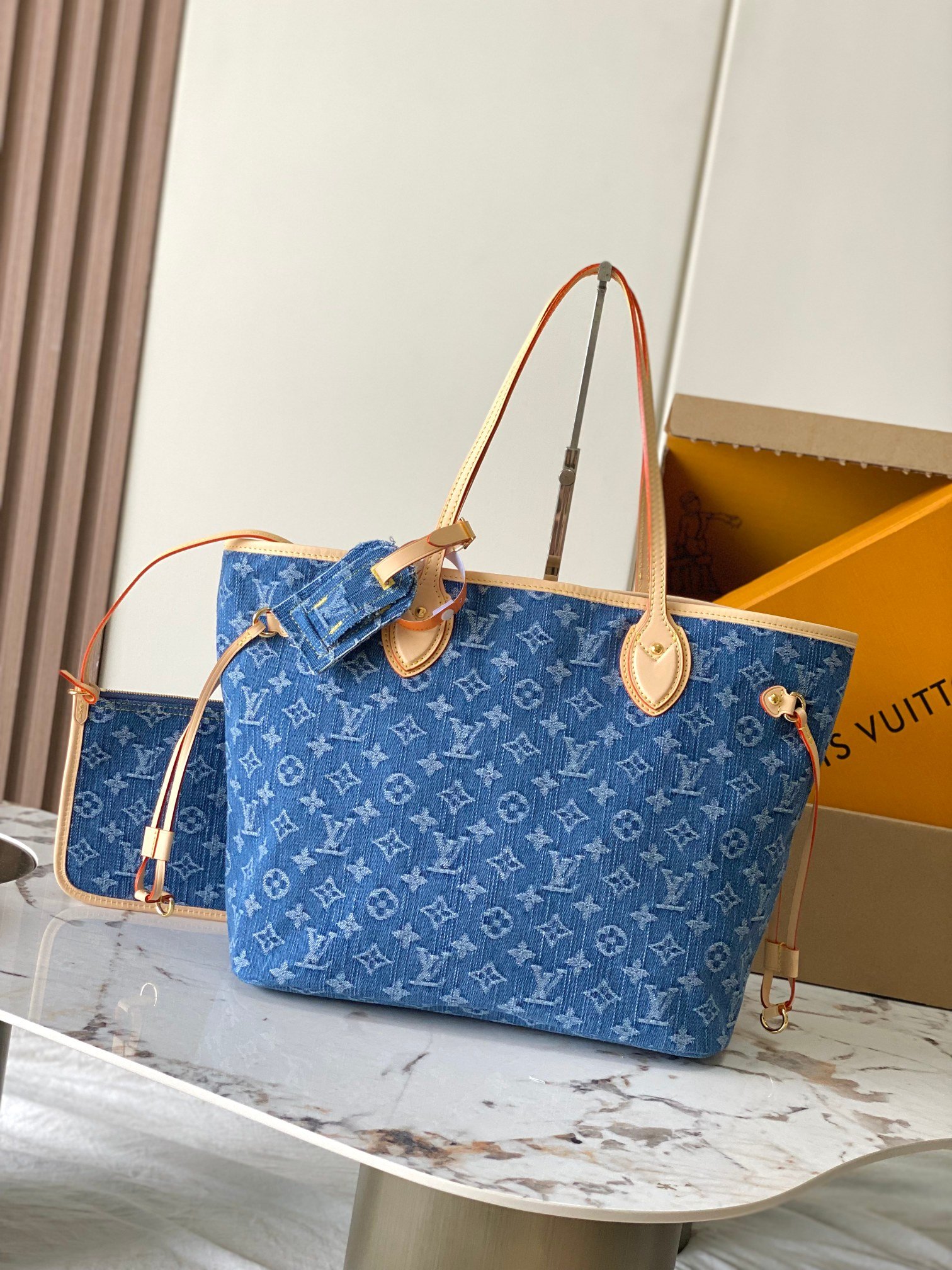 LV Neverfull MM Denim Blue