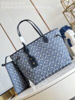 LV Neverfull MM Monogram Embleme blue