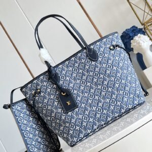 LV Neverfull MM Monogram Embleme blue