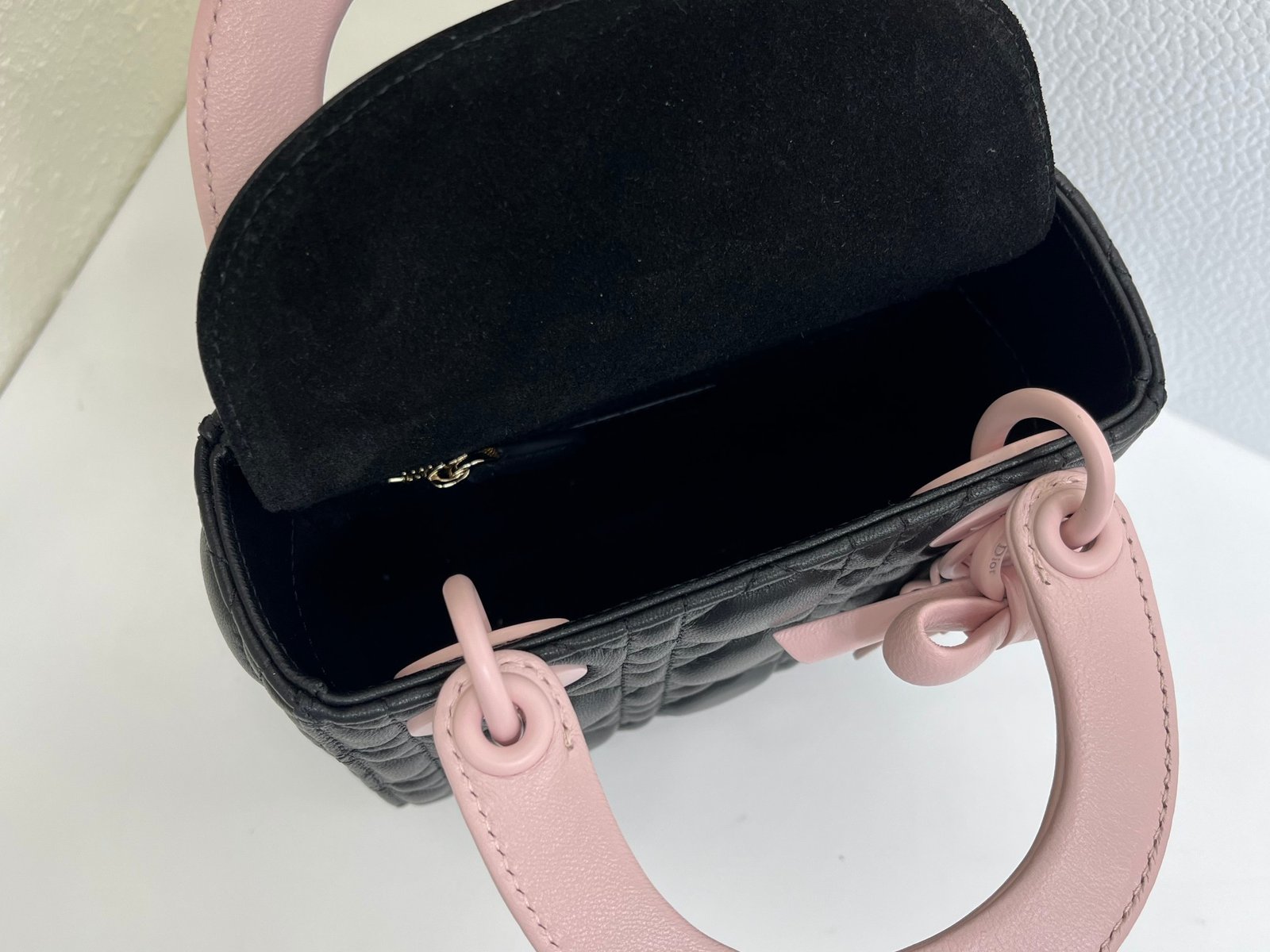 Lady Dior Bag with Bow Charm Mini Size Lambskin Two-tone colors - Image 3