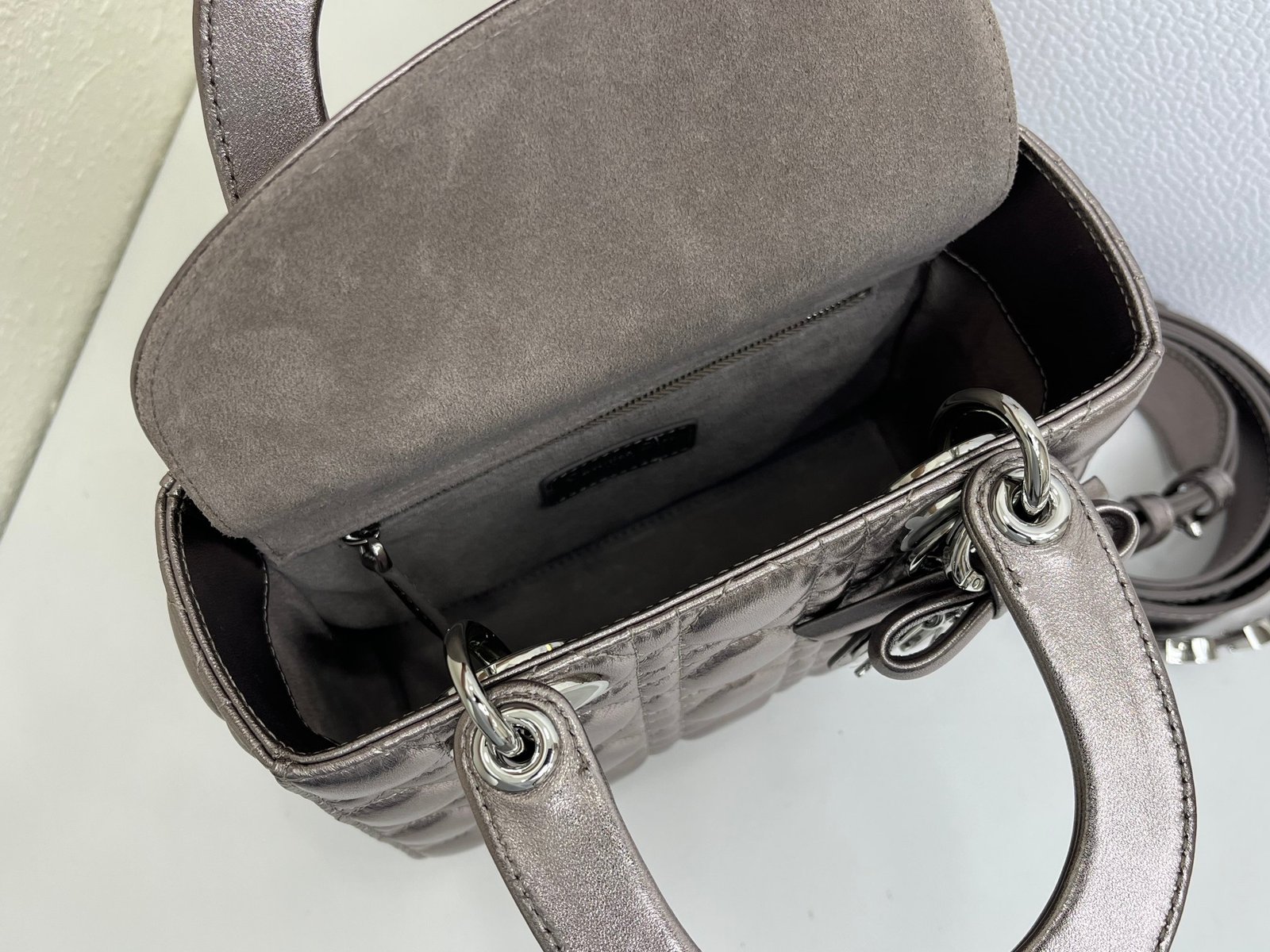 Lady Dior Bag with Bow Charm Small Size Lambskin Silver Colors - Image 3