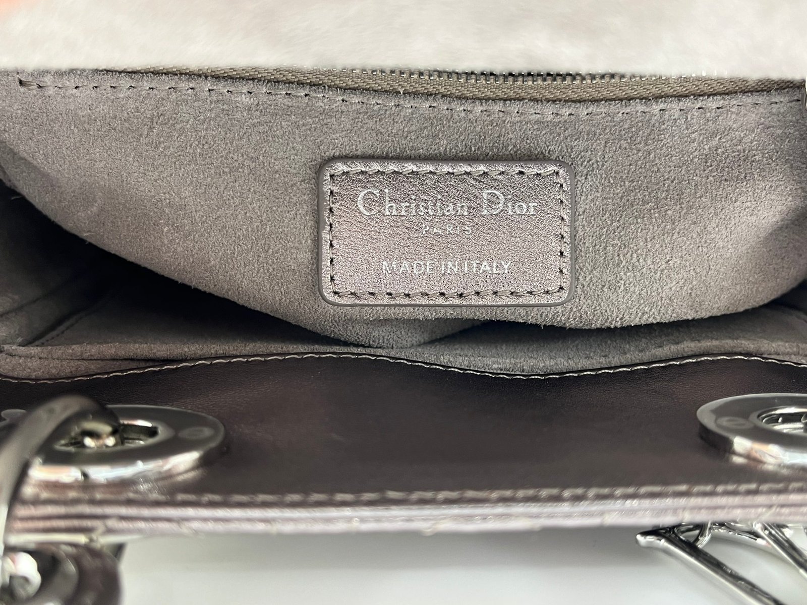 Lady Dior Bag with Bow Charm Small Size Lambskin Silver Colors - Image 2