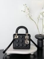 Lady Dior Bag Mini Size Lambskin Black Color