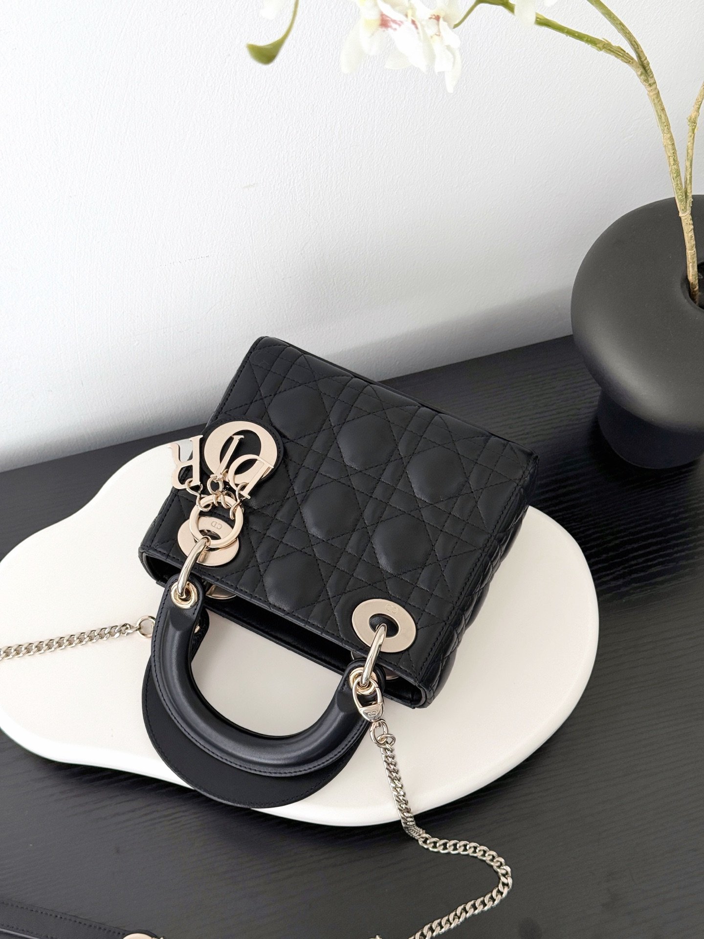 Lady Dior Bag Mini Size Lambskin Black Color - Image 7