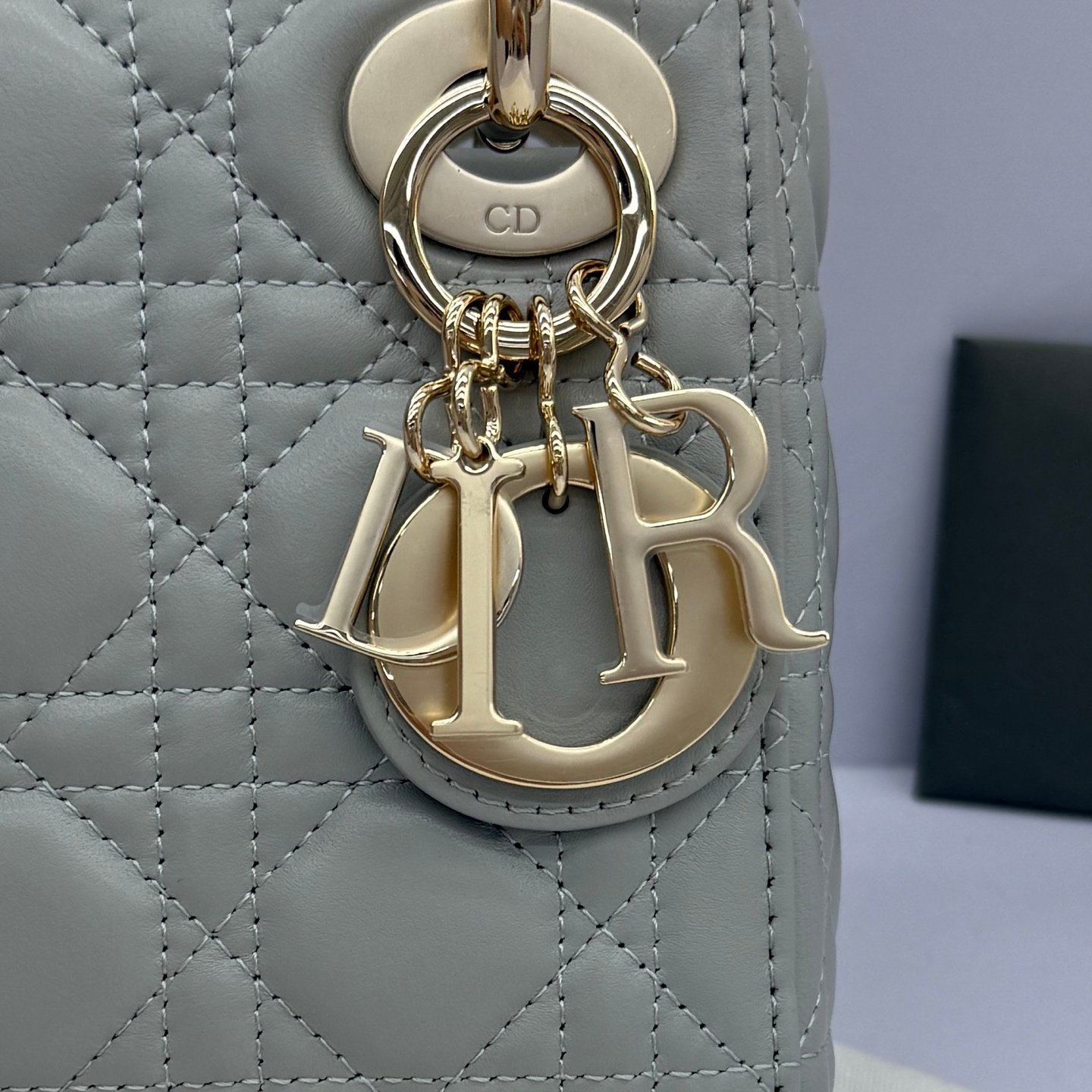Lady Dior Bag Mini Size Lambskin Gray Color - Image 6