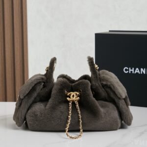 Chanel 25bag Hobo 26A Handbag Pony Hair mini dark taupe